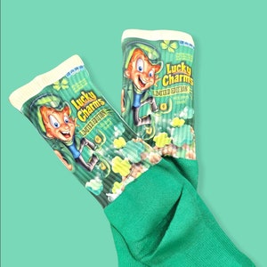 Lucky with a charm custom printed socks personalized sock for men & women- fun socks, St Patricks Gift for him her