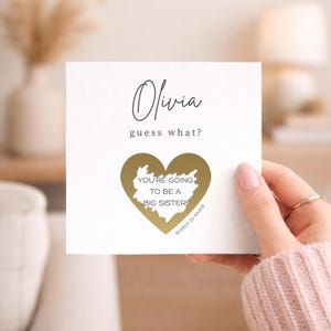 Big Sister Announcement Scratch Card – Personalised Big Sister Reveal – Pregnancy Announcement Card – You're Going to Be a Big Sister Card