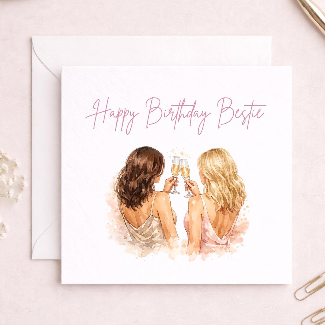 Best Friend Birthday Card, Happy Birthday Bestie Card, BFF Birthday ...