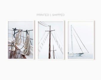 Nautical Wall Art Set Of 3 Prints | Coastal Photography | Sailboat Wall Art | Beach House Decor | Printed Poster Set