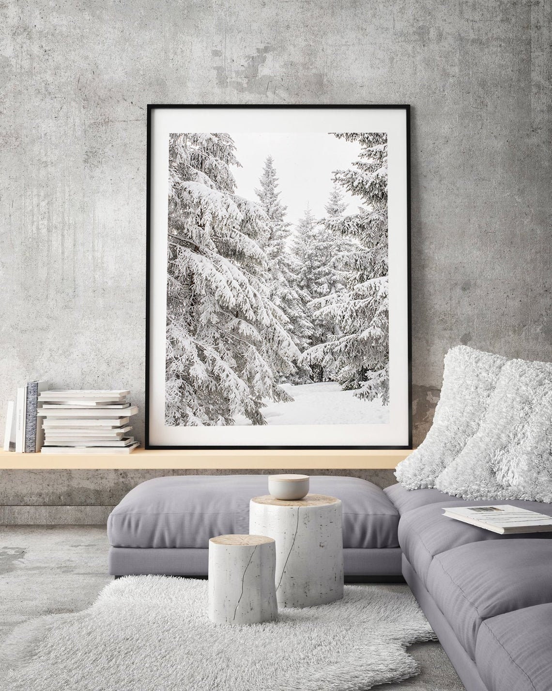 Snowy Pine Tree Forest Poster | Winter Wall Art | Christmas Decor ...