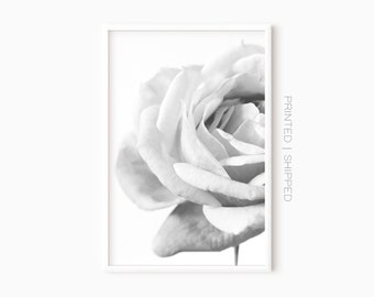 Rose Fotografie | Schwarz Weiß Blumen Print | Minimal Art Poster | Gedruckte Kunst