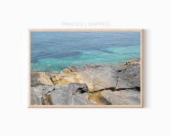 Impression abstraite de plage | Photographie côtière | Eau turquoise | Décoration de maison de plage | Impression bord de mer | Imprimé et expédié