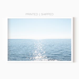 Impresión del sol en el océano / Fotografía de paisaje marino / Póster del océano azul / Impreso y enviado