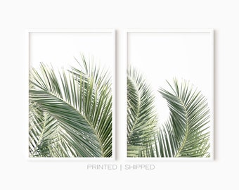 Palm Leaves Wall Art | Tropical Leaf Set Of 2 Prints