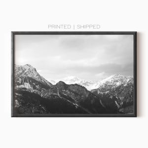 Black and White Mountain Landscape Poster | Minimalist Wall Art | Snowy Mountain Scene | Fine Art Photography Print