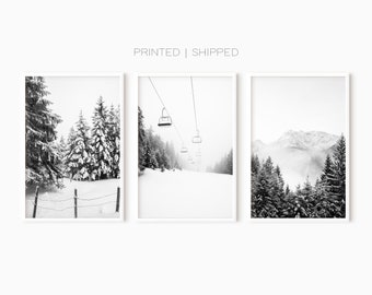 Ski Set Of 3 Prints | Winter Poster | Black And White | Ski Photo | Forest Wall Art | Nordic Wall Decor | Ski Decor | Mountain Landscape Art