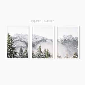 Set Of 3 Mountain Prints | Foggy Forest Landscape Prints | Printed Art | Free Shipping