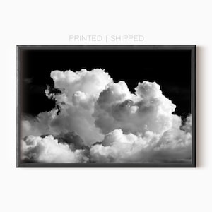 Fotografía de nubes / Impresiones fotográficas en blanco y negro / Póster impreso / Impresión de arte mural abstracto / Póster minimalista / Impresión de nubes blancas