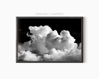 Photographie de nuage | Impressions photo noir et blanc | Affiche imprimée | Impression d'art mural abstrait | affiche minimaliste | Imprimé nuage blanc