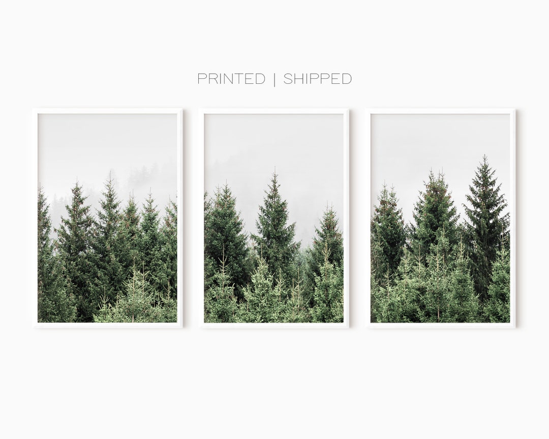 Pine Tree Forest Set of 3 Mountain Prints | Nordic Landscape ...