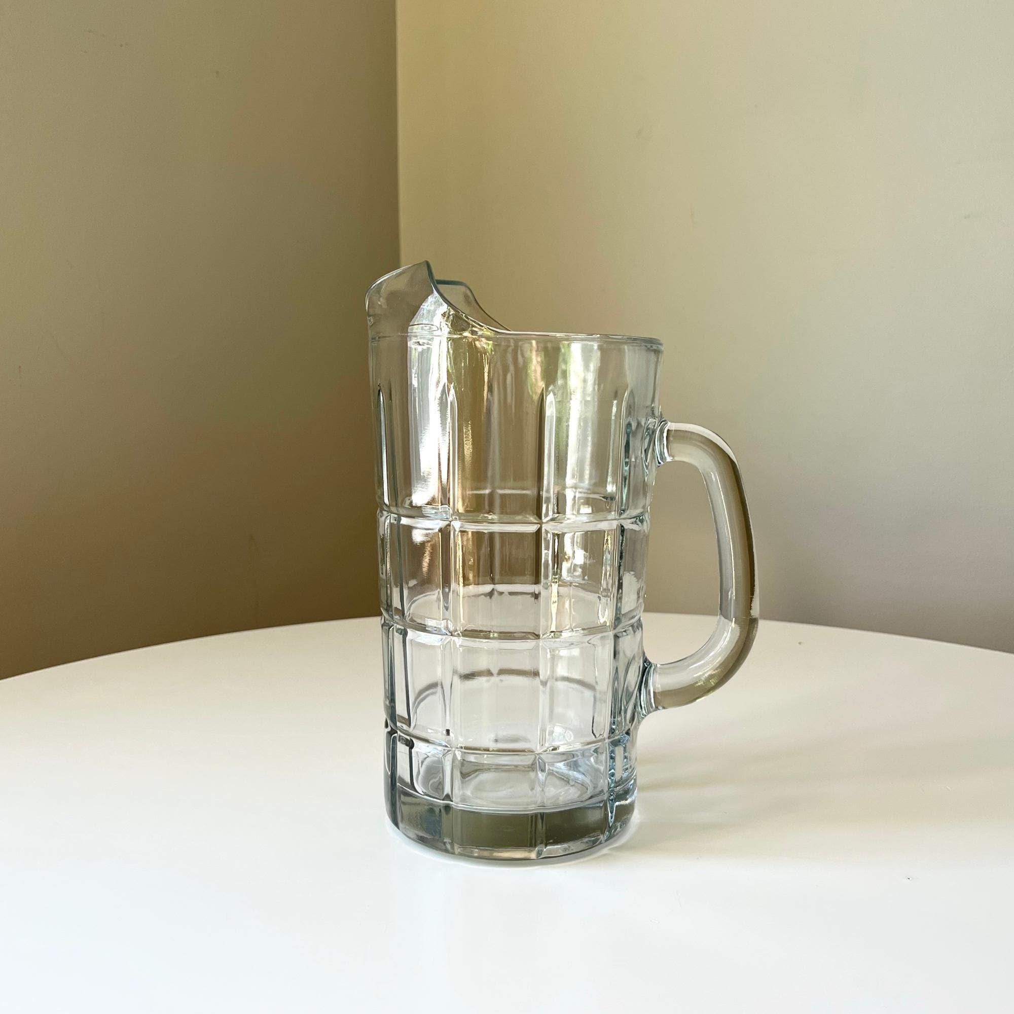 Vintage Clear Glass Tartan Embossed Glass Pitcher by Anchor Hocking