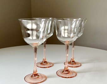French Americana Rose Water Goblets with a Flared Rim