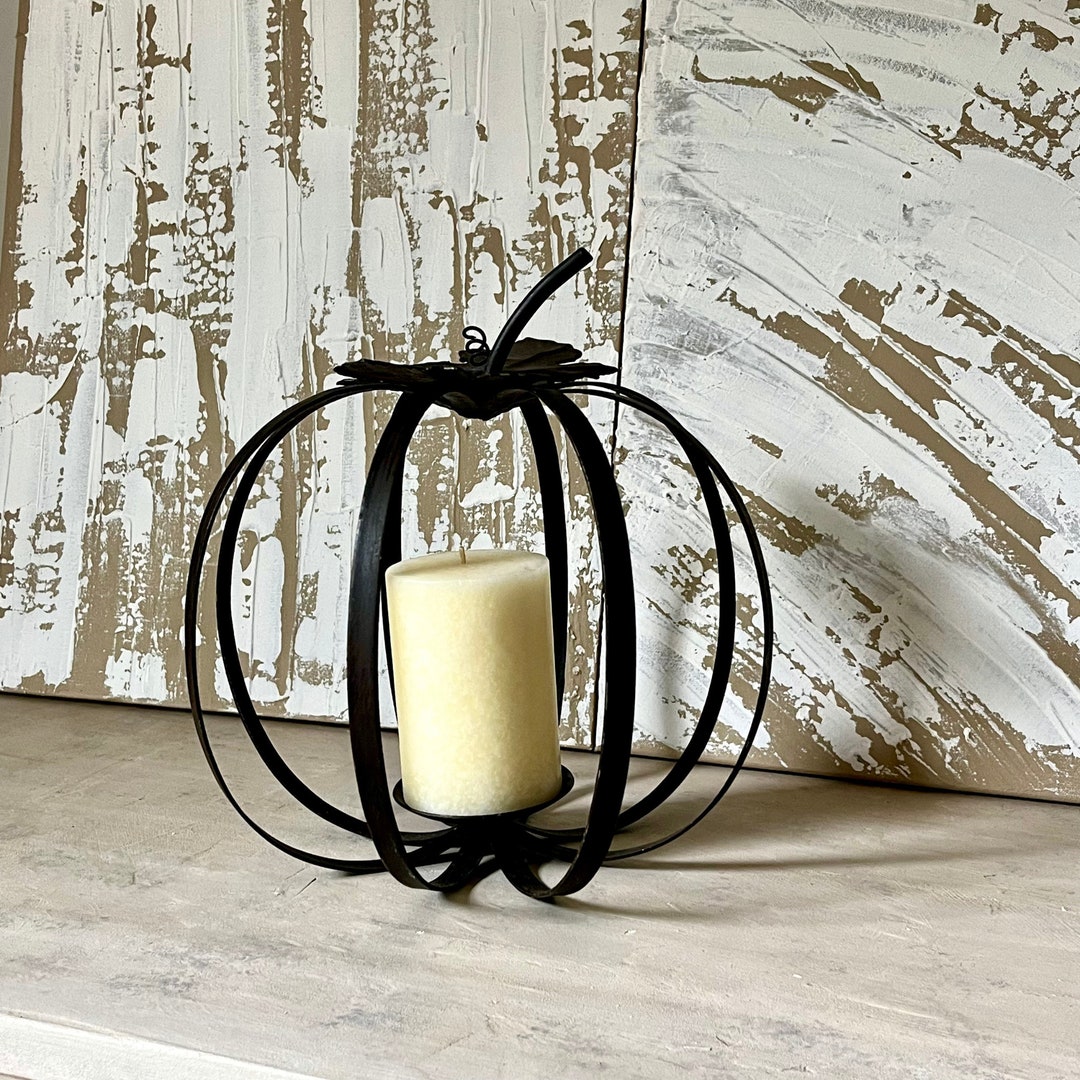 Vintage Eddie Bauer Wrought Iron Pumpkin Shaped Candle Holder Etsy