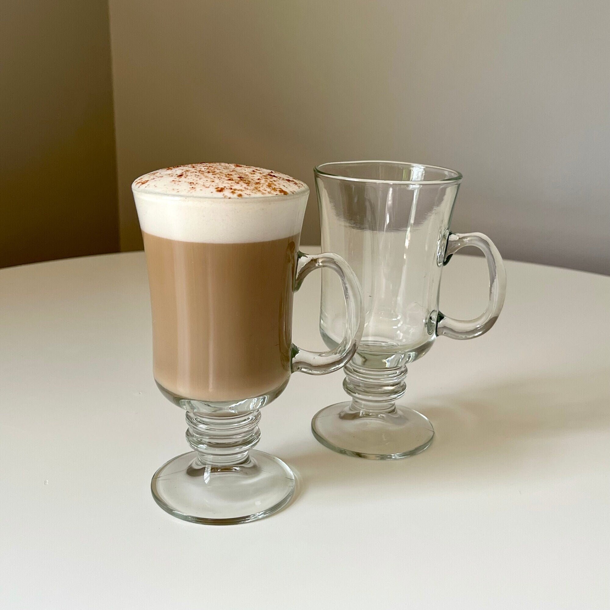 Vintage 8oz Set of 2 Clear Glass Irish Coffee Mugs by Libbey Glass Company