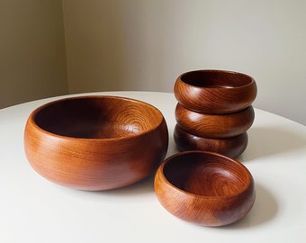 Genuine Teak Wood Serving Bowl Set
