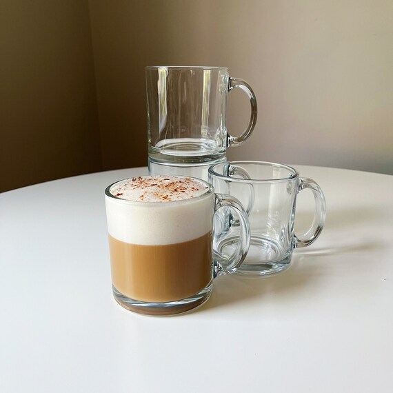 Coffee/ Cappuccino Sleek Clear Glass Mugs by Libbey Glass 