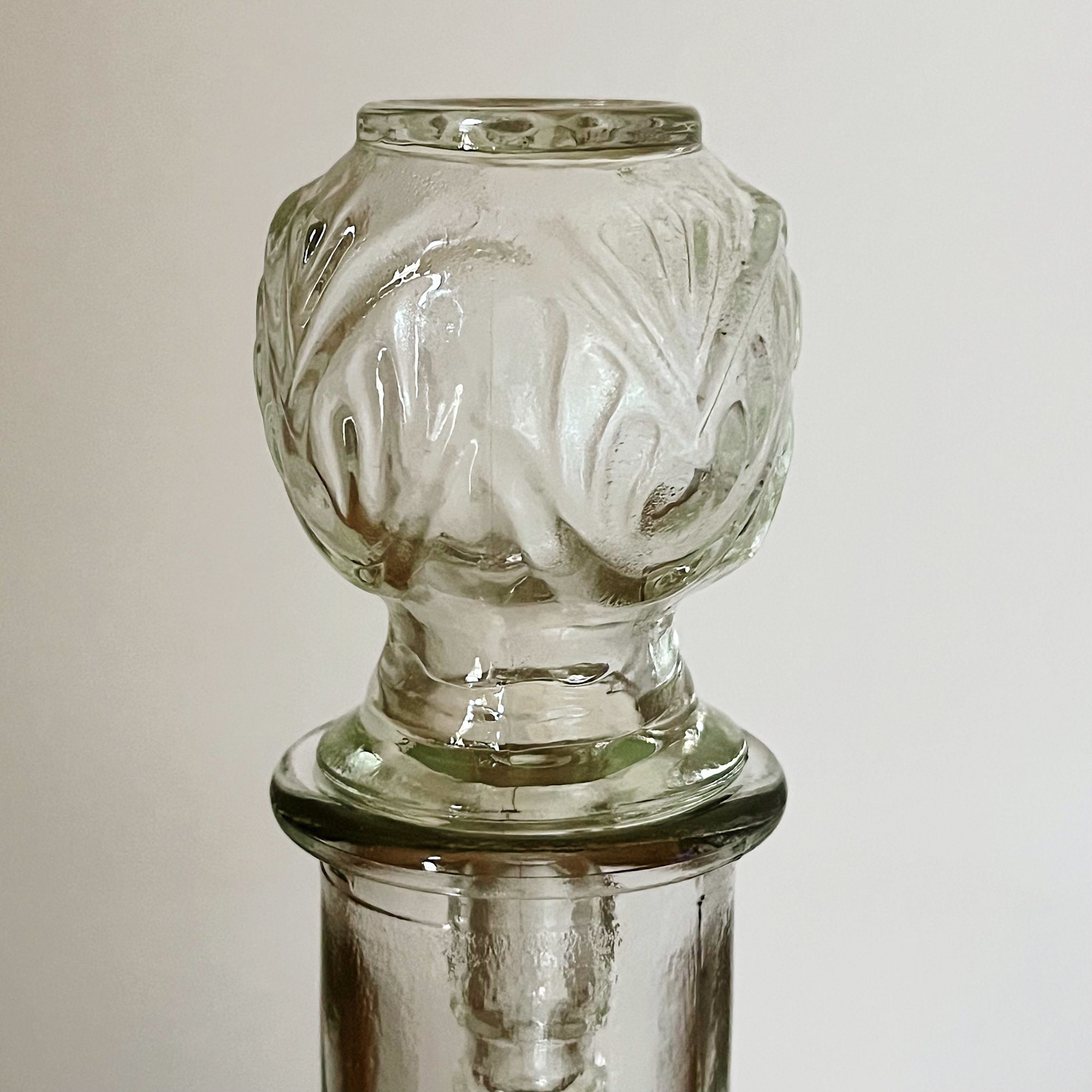 Vintage 1960s Round Anchor Hocking Decanter Pressed Flower Medallion