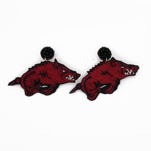 Arkansas Razorbacks Beaded Statement Earrings, Game Day, Tailgate Fashion, handmade earrings