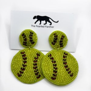 Beaded Softball Earrings, sports, tailgate fashion, game day, handmade earrings