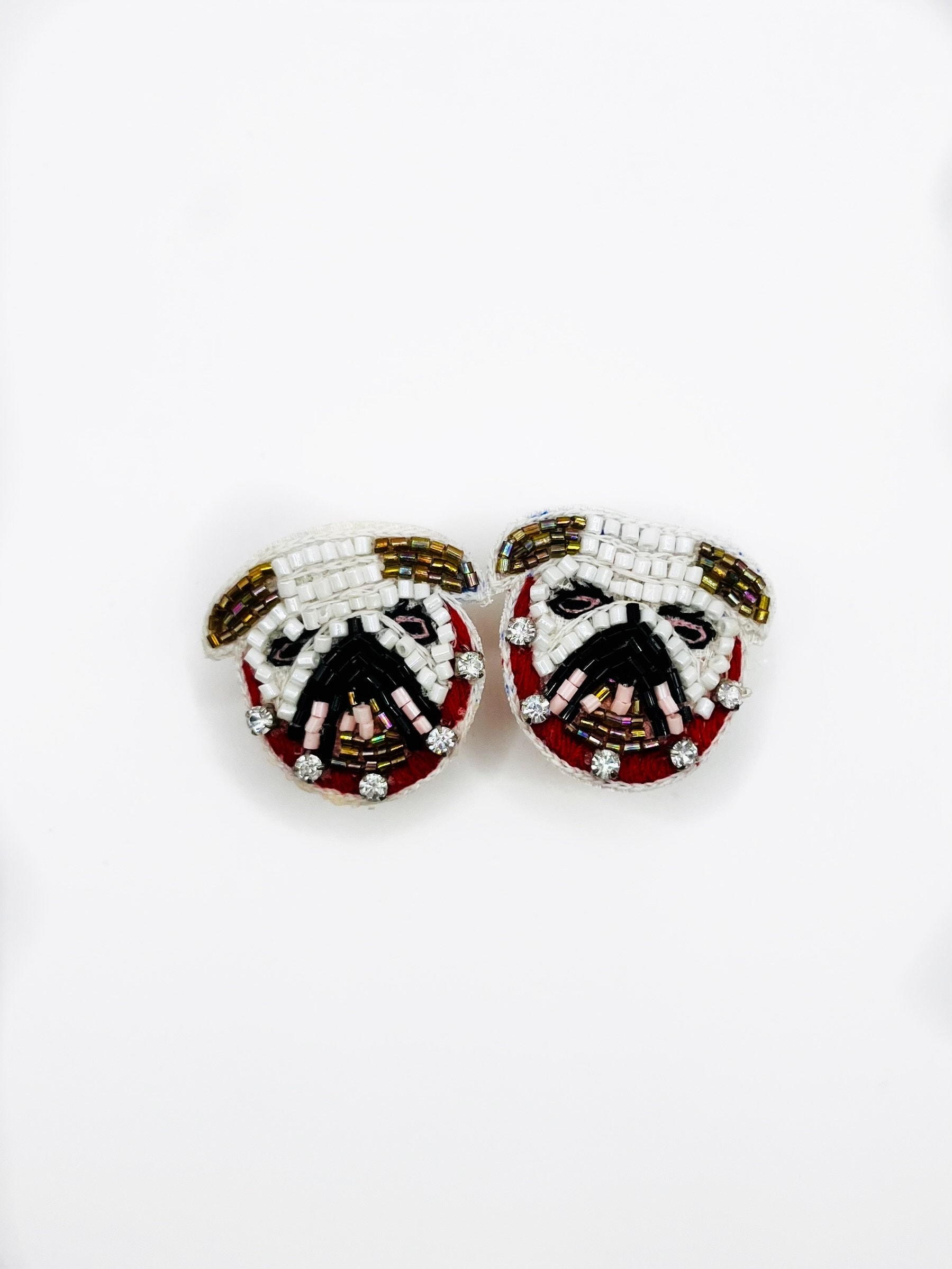 Bulldog, Beaded Statement Earrings, Studs, Game Day, Tailgate Fashion, handmade earrings