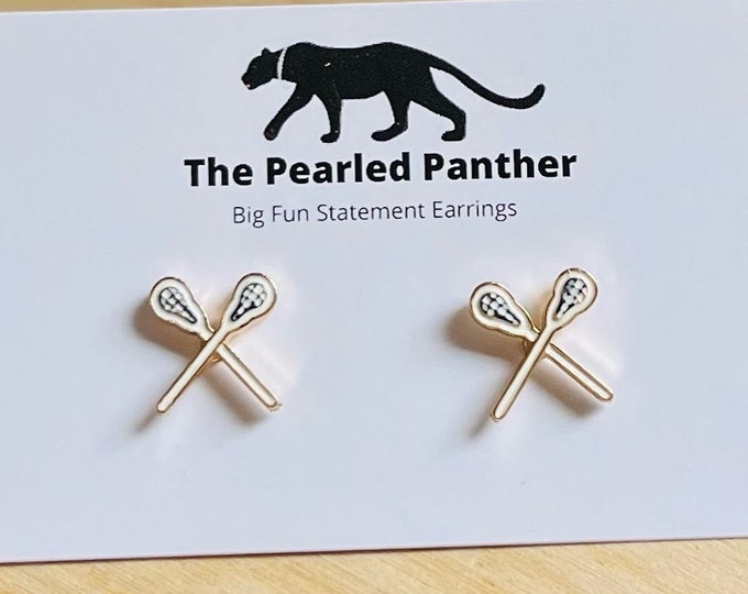 Lacrosse Stick Earrings Black Crystal Lacrosse Stick Etsy