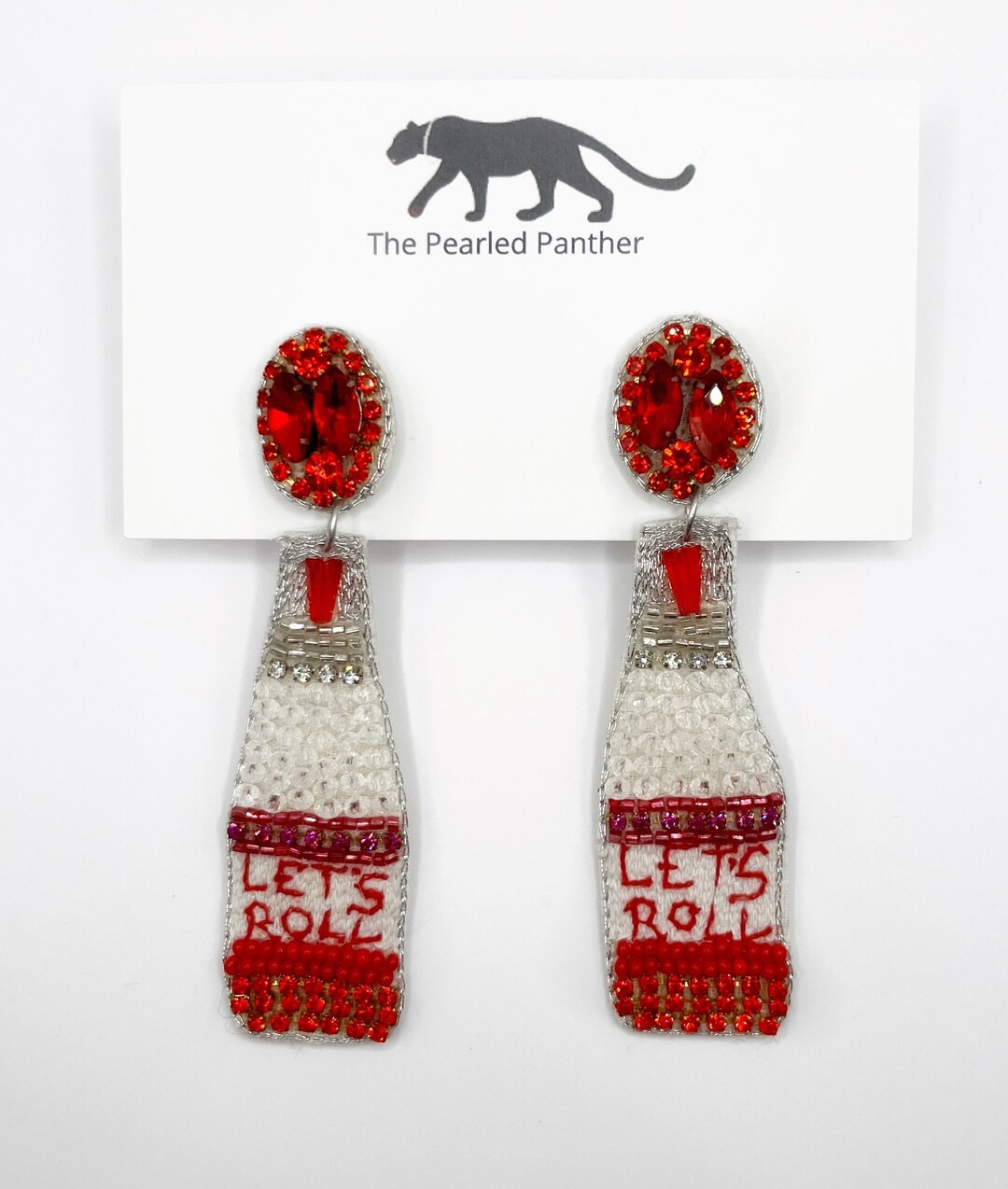 Alabama, Roll Tide, lets Roll Beaded Statement Earrings, Game Day