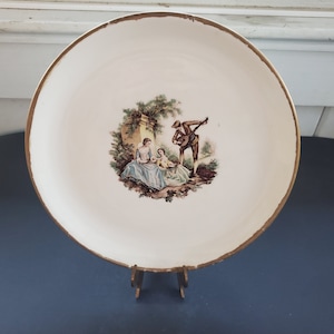 Vintage China Plate with Colonial Scene in Center