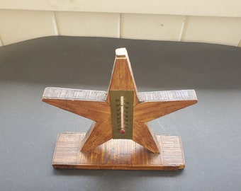 Vintage Handmade Wooden Star Thermometer