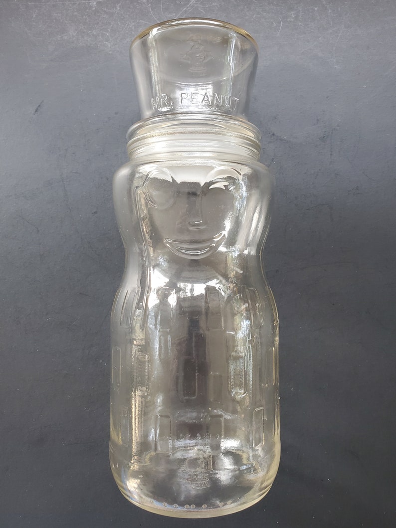 Vintage Mr. Peanut's 75th Birthday Embossed Collector's Glass Jar 1991