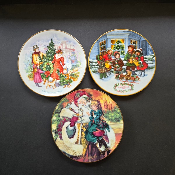 Avon Collectible Porcelain Christmas Plates - 1990, 1991, and 1994