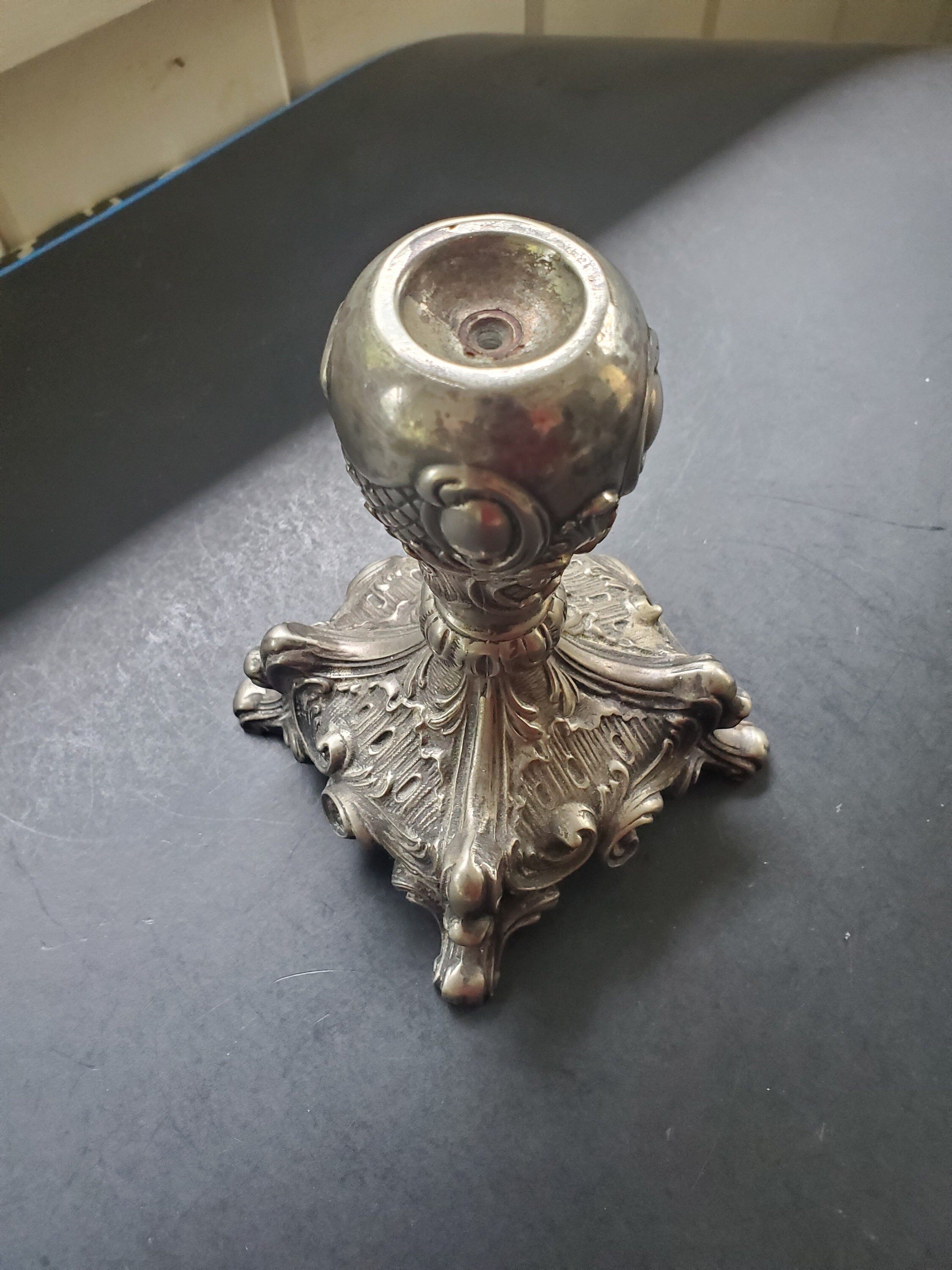 Vintage Baroquestyle Heavy Metal Candle Holder Etsy