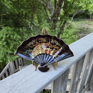 Vintage Fan Shaped Ceramic Trinket Dish - Made in Japan