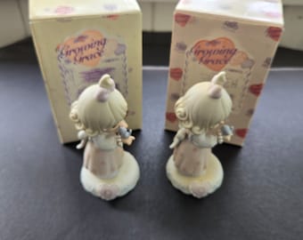 Vintage Precious Moments Growing in Grace, Age 9, Bisque Porcelain Figurine - 1996 by Enesco