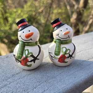 Saleiro e pimenteiro vintage boneco de neve
