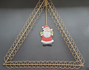 Vintage Metal Hanging Christmas Card Holder with Santa Claus