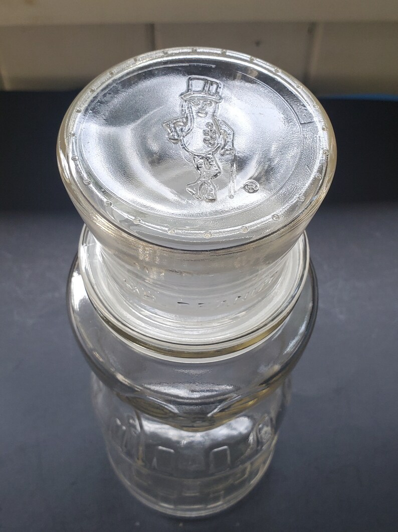 Vintage Mr. Peanut's 75th Birthday Embossed Collector's Glass Jar 1991