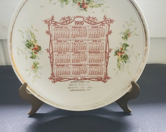 1910 Souvenir Advertising Calendar Plate