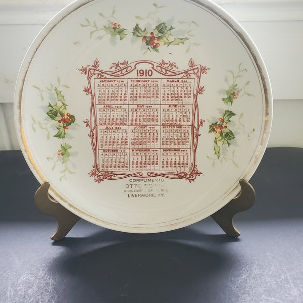 1910 Calendar Plate Etsy