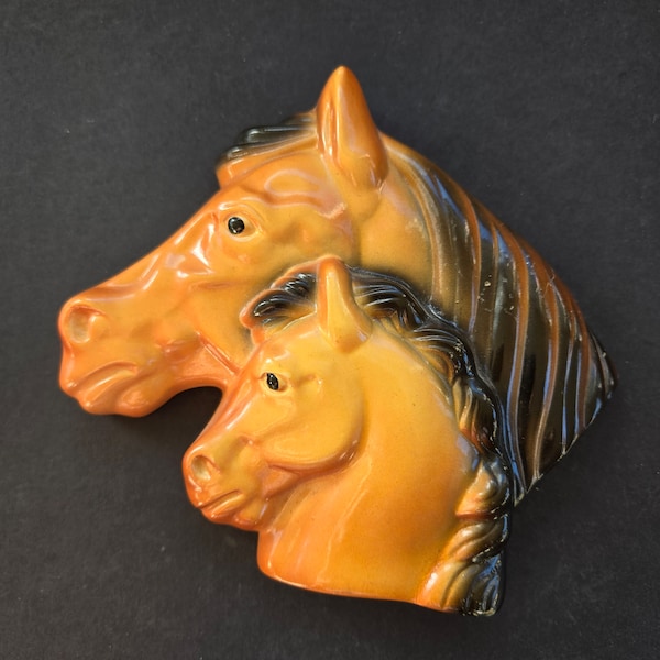 Vintage Chalkware Horses Wall Hanging - Miller Studio, Inc. 1964