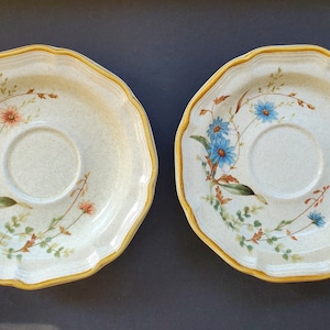 Vintage Mikasa Floral Pattern Stoneware Saucers - 1980s