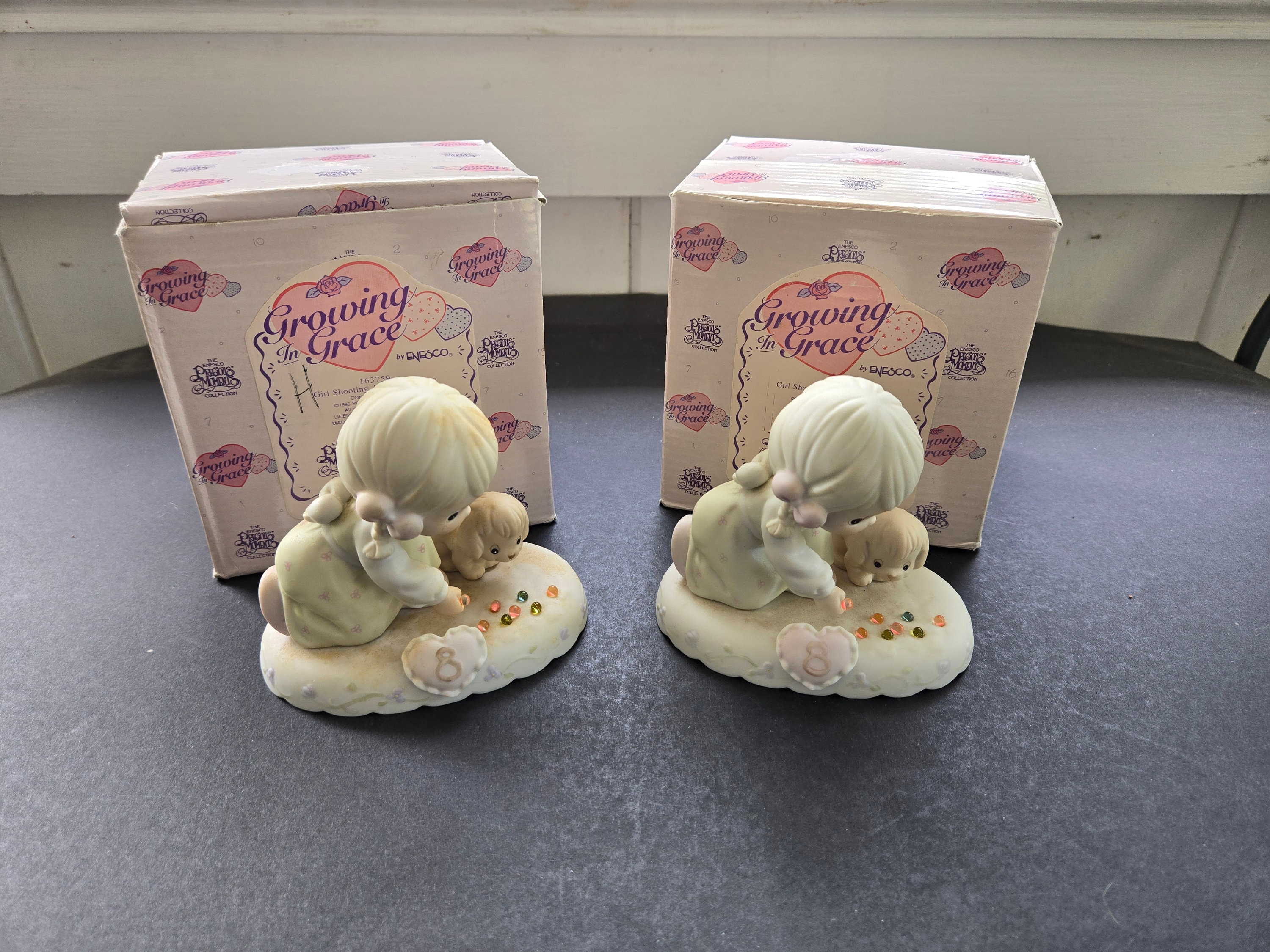 Vintage Precious Moments Growing in Grace, Age 8, Bisque Porcelain Figurine - 1995 by Enesco