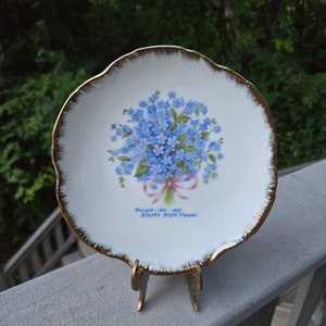 Vintage Alaska State Flower Souvenir Plate