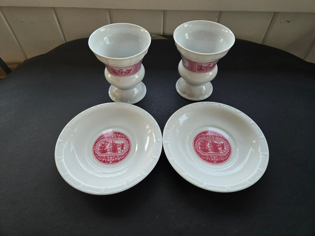Vintage Rudesheim Porcelain Coffee Cups With Saucers - Heinrich West ...