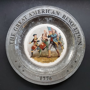 Vintage 1976 Collectible Bicentennial Pewter Plate - The Great American Revolution