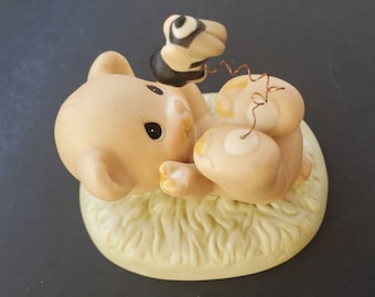 1998 Precious Moments &quot;You&#39;re My Honey Bee&quot; - Bear Cub and Honeybee Figurine