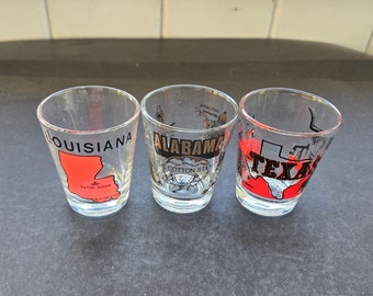 Vintage Souvenir Shot Glasses - Louisiana, Alabama and Texas