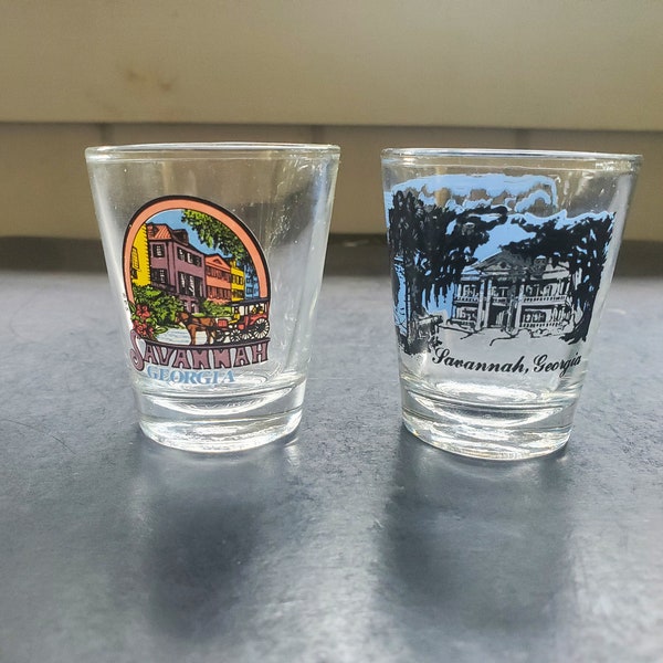 Vintage Savannah, Georgia Souvenir Shot Glasses