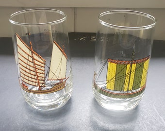 Vintage 1970s Brockway Historic Sailing Ship Collection Drinking Glasses