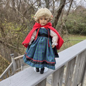 Vintage Little Red Riding Hood Collectible Porcelain Doll By Patricia Rose